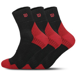Wilson 威尔胜 中筒毛巾底篮球袜 黑红3双装 3