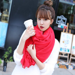 韩版棉麻围巾女长款秋冬季学生百搭双面时尚披